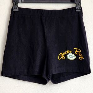 Green Bay Packer Black Women's Pull-On Cotton Sportswear Shorts Sz M